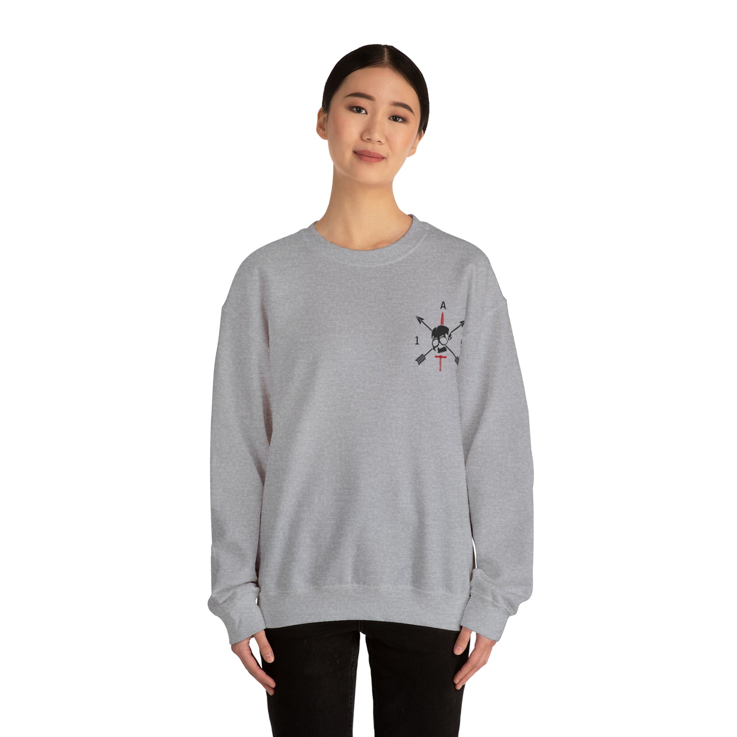 Crewneck Sweatshirt- Red Sword Front and Back