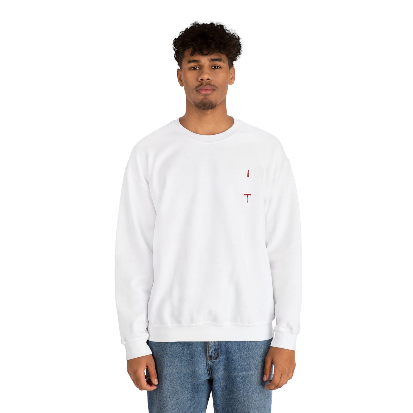 White and Red/ Front and Back- Crewneck Sweatshirt