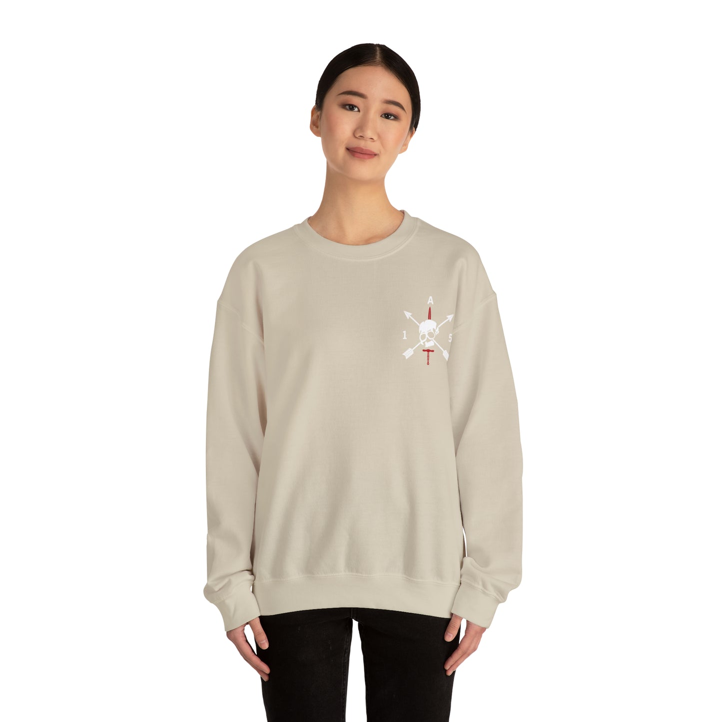 White and Red/ Front and Back- Crewneck Sweatshirt